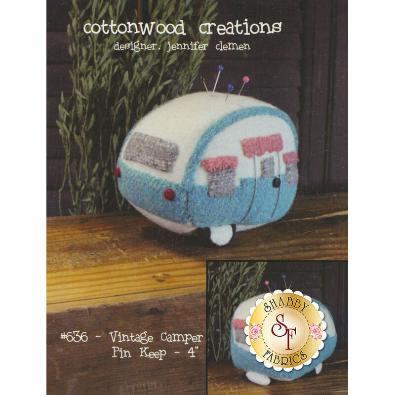 The front of the Vintage Camper Pin Keep pattern showing the finished pin cushion | Shabby Fabrics