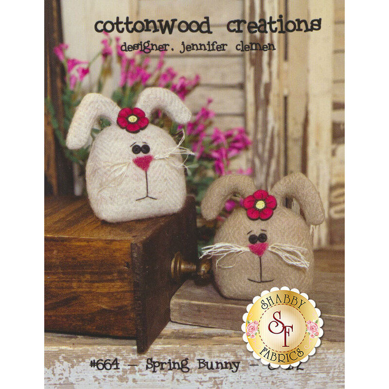 The front of the Spring Bunny pattern showing the finished pin cushion | Shabby Fabrics