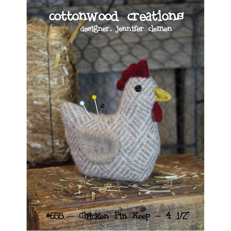 The front of the Chicken Pin Keep pattern showing the finished chicken pin cushion | Shabby Fabrics