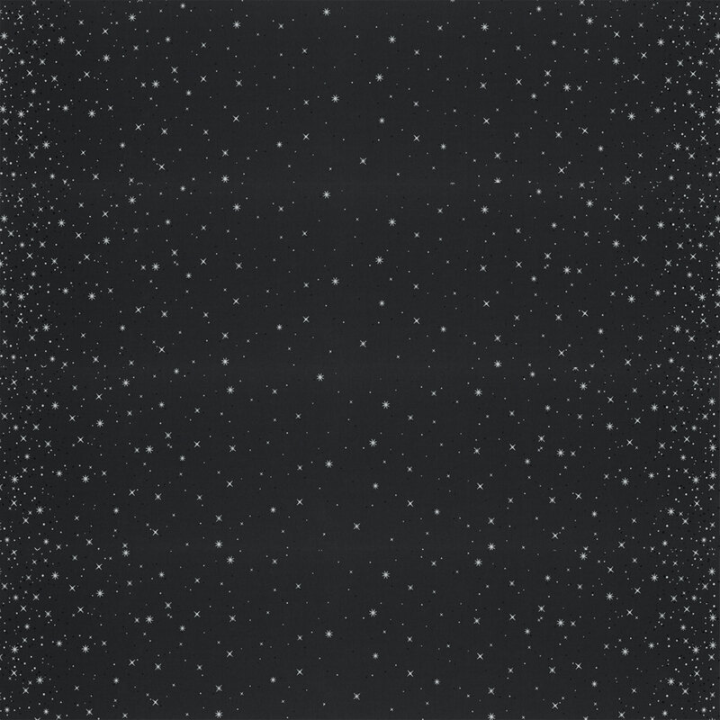 Black with metallic stars and starbursts | Shabby Fabrics