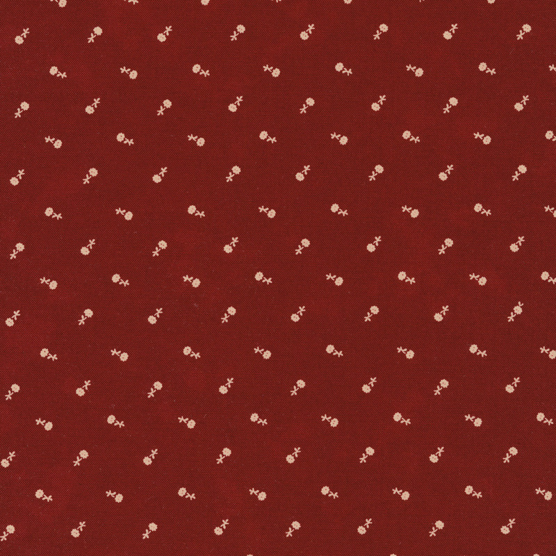 Cream tossed floral on a red background | Shabby Fabrics