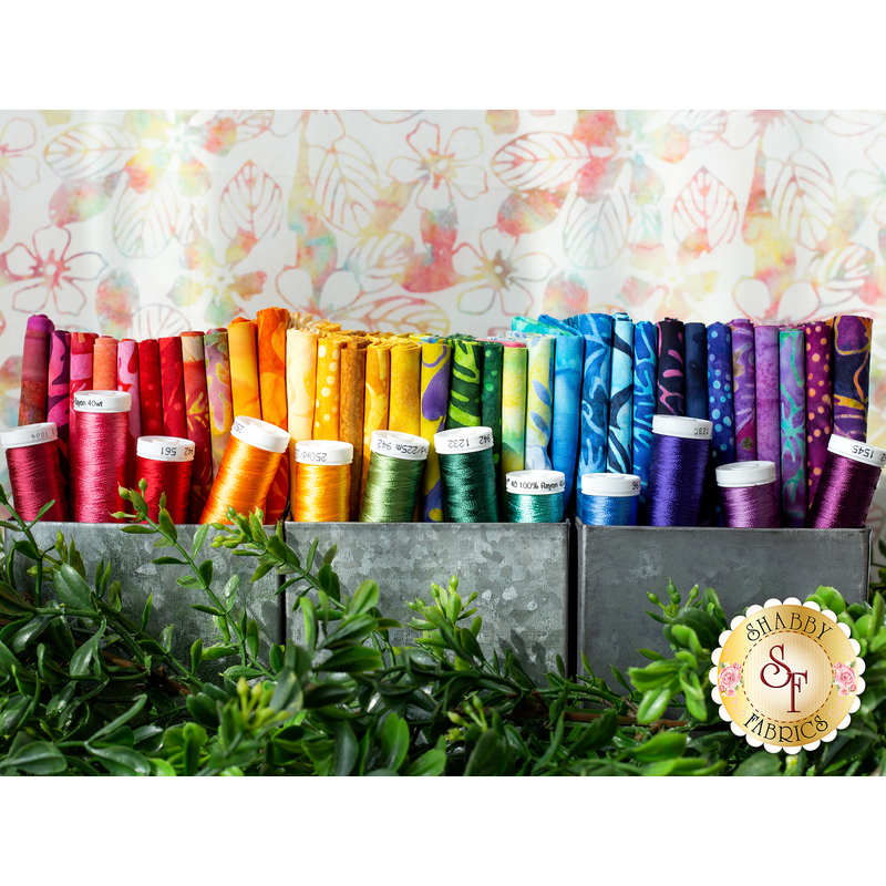 A photograph of fabrics included in the Aloha Batiks collection | Shabby Fabrics