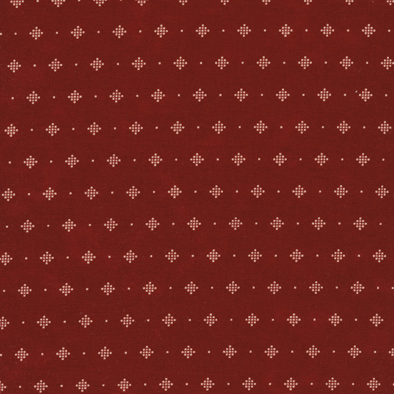 Cream dotted diamonds on a red background | Shabby Fabrics