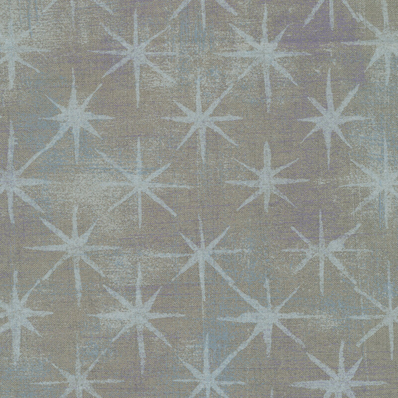 Beautiful grey textured grunge print with light blue grey stars | Shabby Fabrics