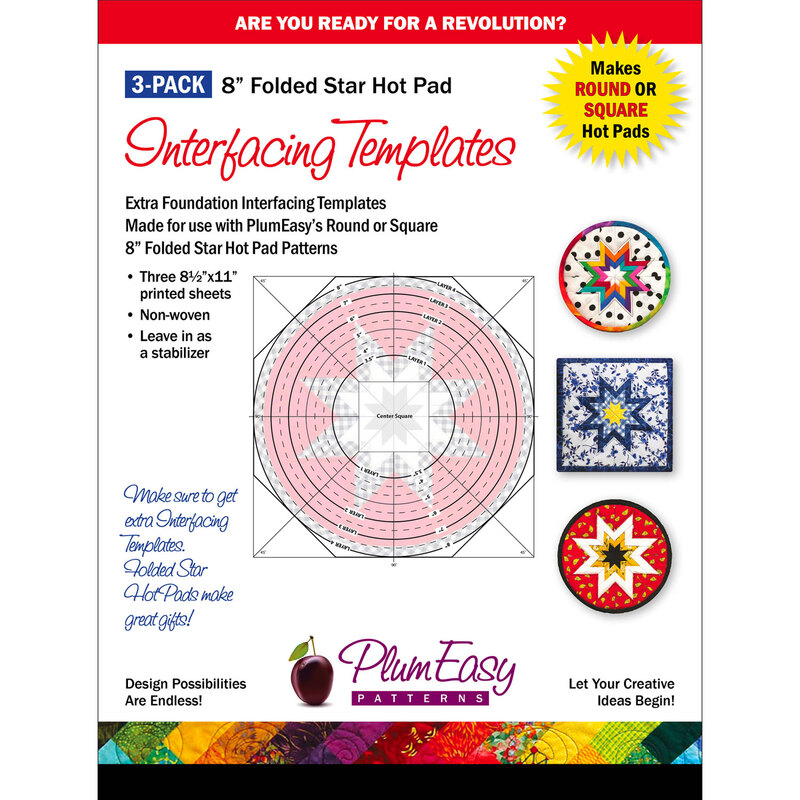 The front of the 8" Folded Star Hot Pad Interfacing Templates package - 3pk