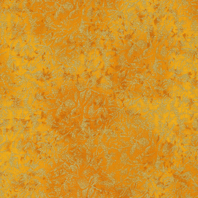 Tonal dark yellow fabric features mottled design with metallic frost accents | Shabby Fabrics