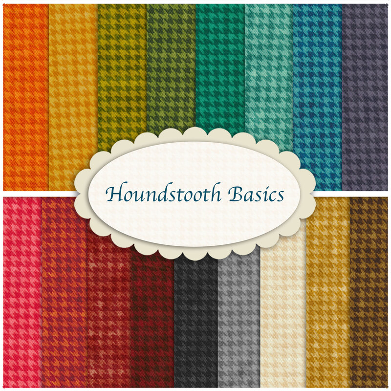 A collage of the fabrics included in the Houndstooth Basics Fat Eighth Set | Shabby Fabrics