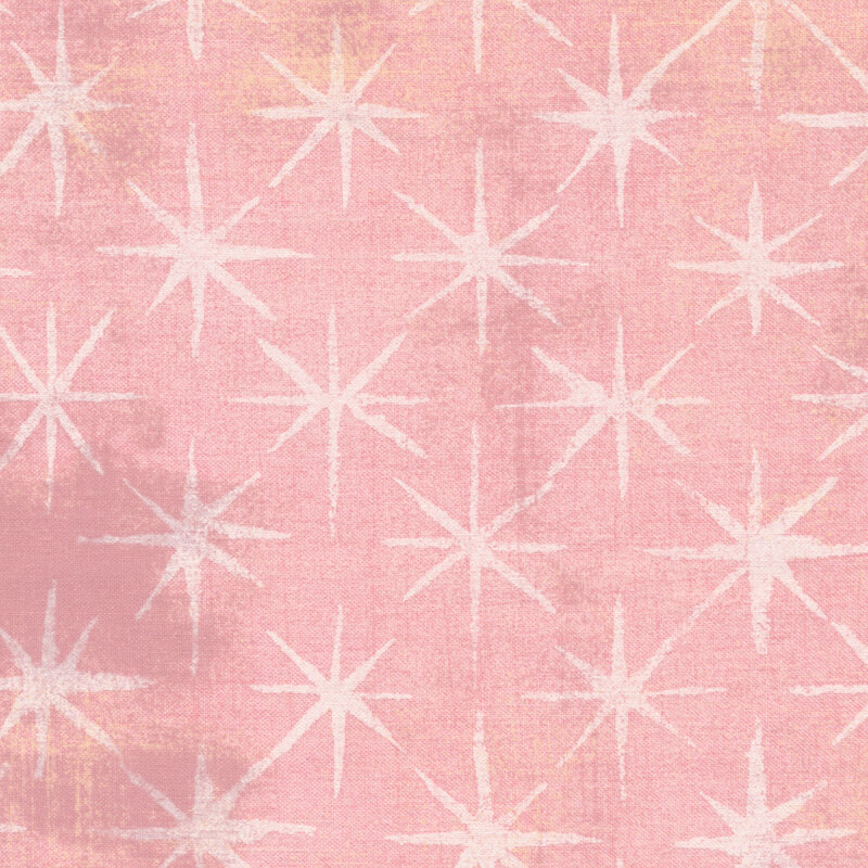Pink grunge fabric with white stars | Shabby Fabrics