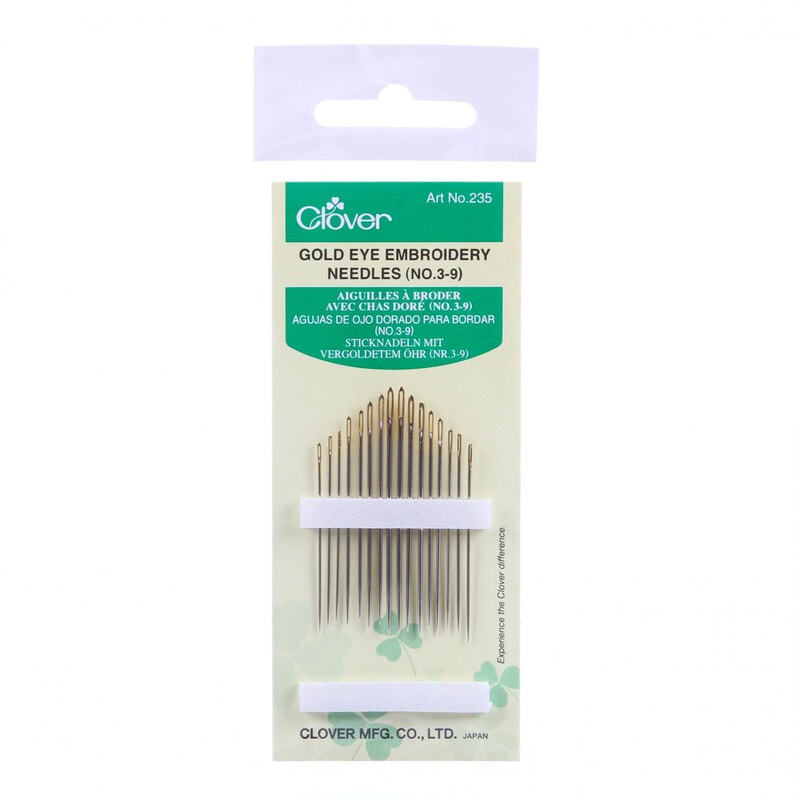 A pack of Clover Gold Eye Embroidery Needles (No. 3-9)