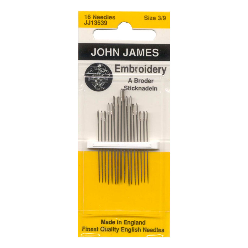 John James Embroidery Needles - Size 3-9 - 16 count | Shabby Fabrics
