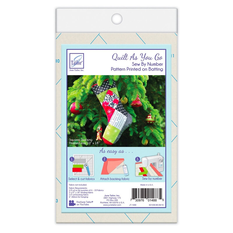 A package of the Quilt As You Go Holiday Stocking - Square batting