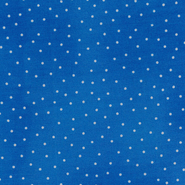 Fabric features cream scattered pin dots on mottled bright blue | Shabby Fabrics