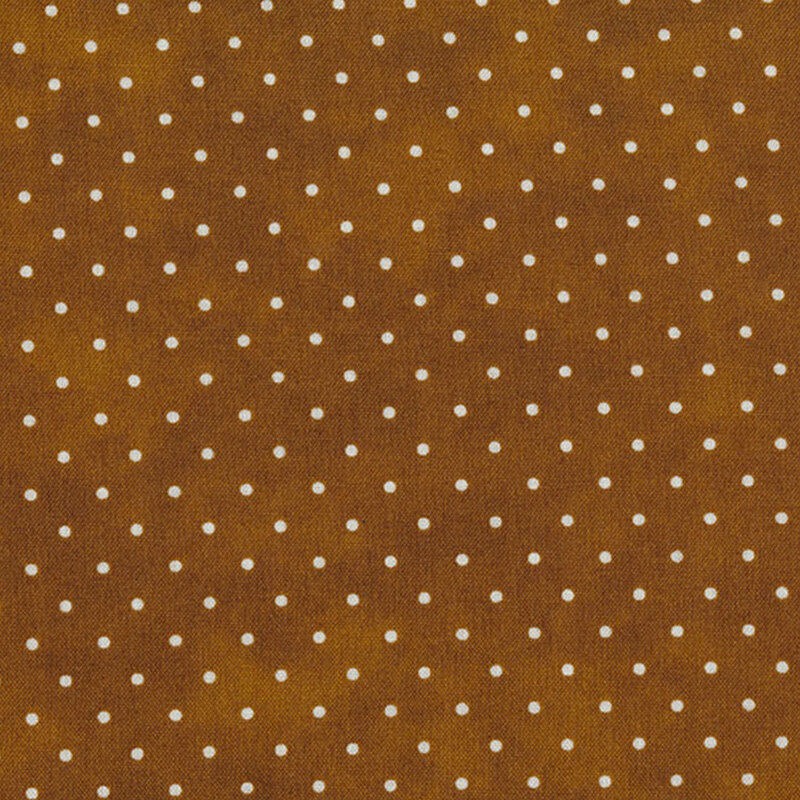 Fabric features tiny cream polka dots on mottled brown | Shabby Fabrics