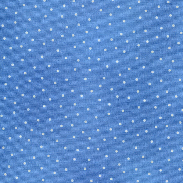 Fabric features cream scattered pin dots on mottled light blue | Shabby Fabrics