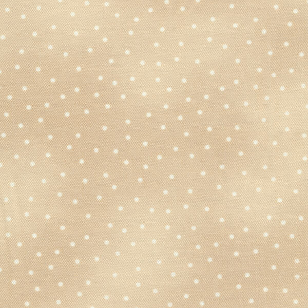 Fabric features tonal cream scattered pin dots on mottled tan | Shabby Fabrics