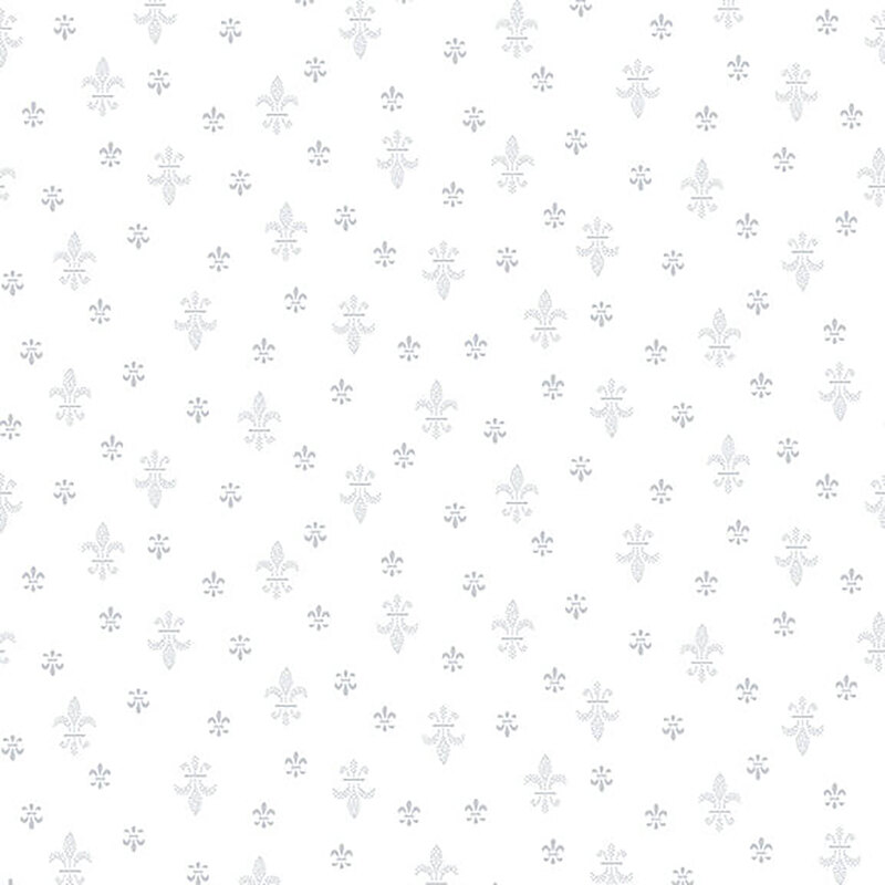 Small fleur de lis symbols on white | Shabby Fabrics