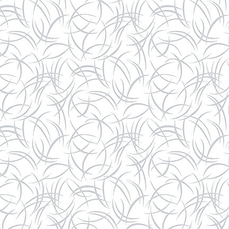 Curved lines similar to brush strokes all over white | Shabby Fabrics