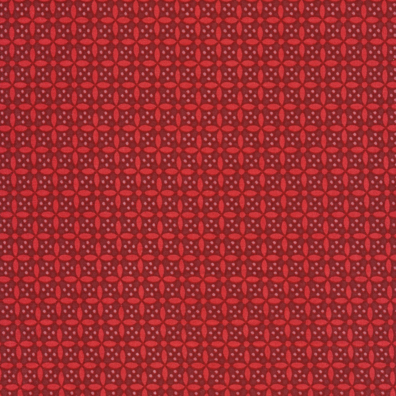 Fabric features tonal red tiny geometric patterns | Shabby Fabrics