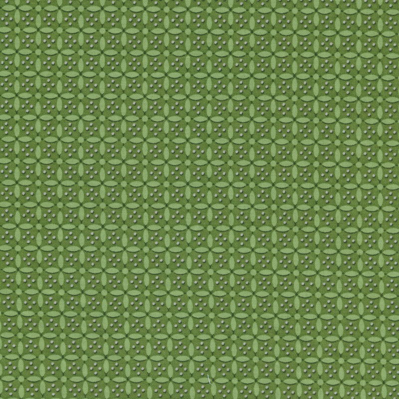 Fabric features tonal green tiny geometric patterns | Shabby Fabrics