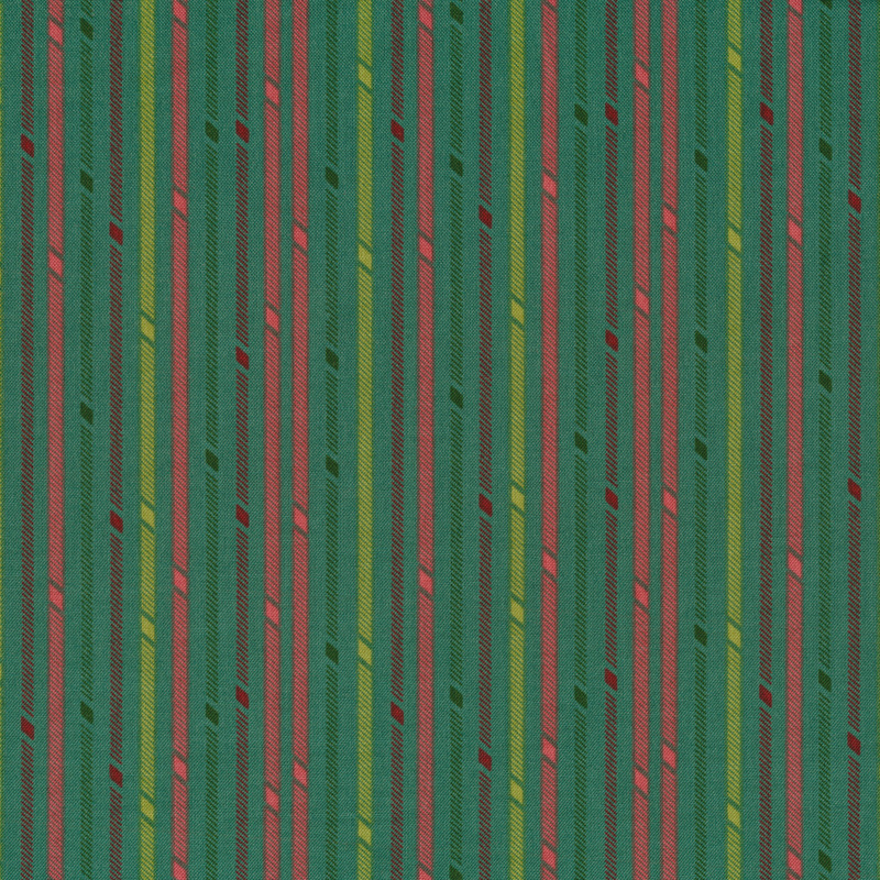 Fabric features pink green red candy stripes on turquoise teal | Shabby Fabrics