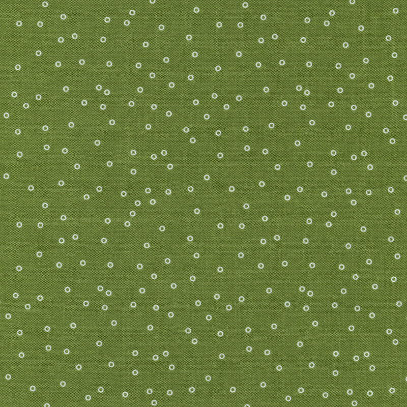 Small white rings on a solid green background | Shabby Fabrics