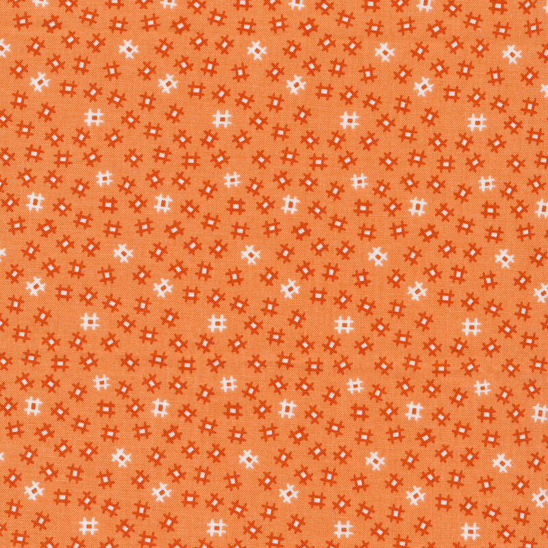 Tossed pound symbols all over an orange background | Shabby Fabrics