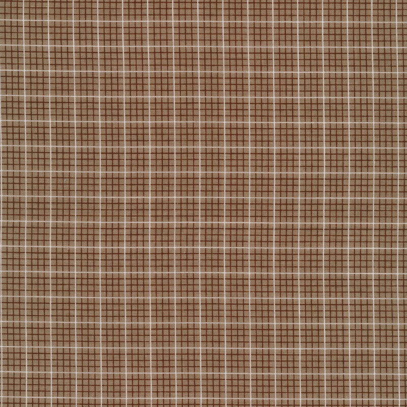 Grey checkered fabric with white stripes | Shabby Fabrics