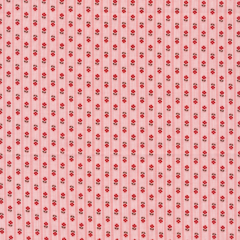 Tonal stripes with tiny flowers on a pink background | Shabby Fabrics