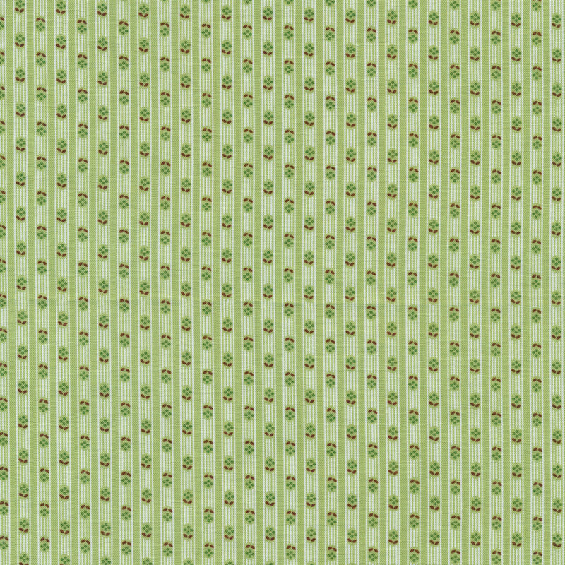 Tonal stripes with tiny flowers on a green background | Shabby Fabrics