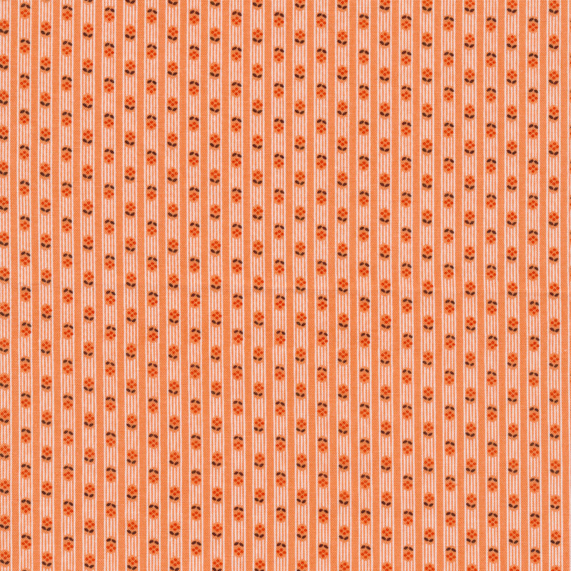 Tonal stripes with tiny flowers on an orange background | Shabby Fabrics
