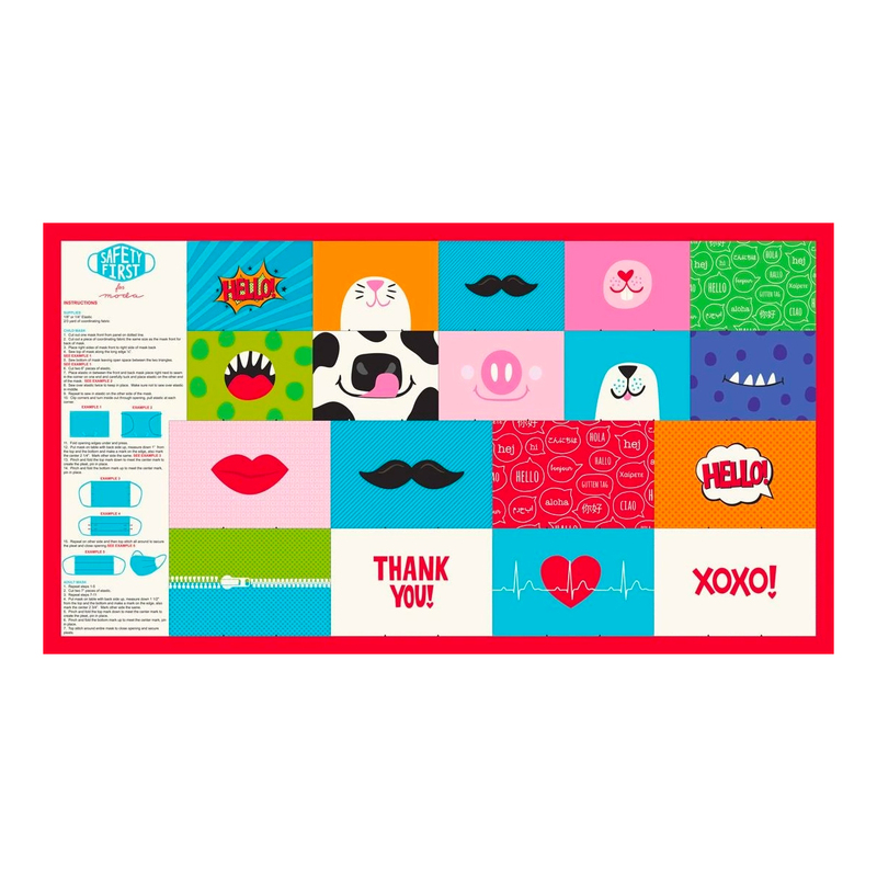 A cute panel containing a variety of different designs for face masks | Shabby Fabrics