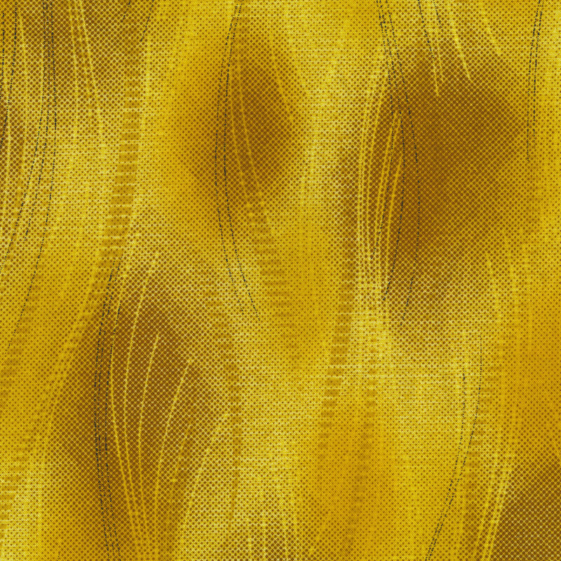 Fabric features mustard yellow tonal composite overlay with dark waves | Shabby Fabrics