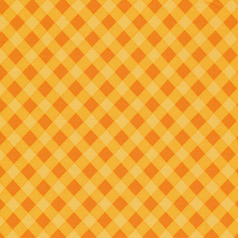 Fabric features orange and yellow gingham design | Shabby Fabrics