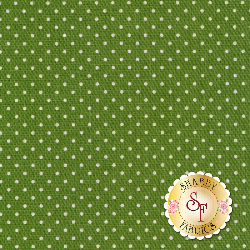Clover green with white dots with white dots | Shabby Fabrics 