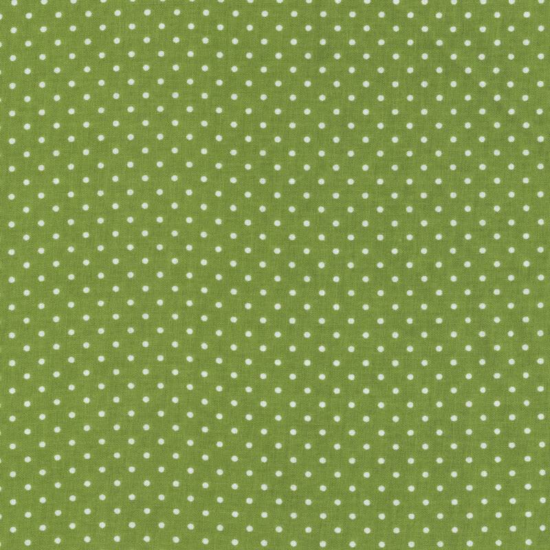 Clover green fabric with white dots