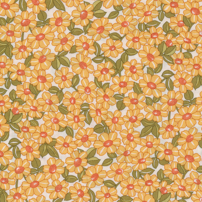 Yellow daisies on white | Shabby Fabrics
