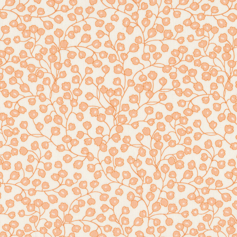 Orange flowers and vines on white | Shabby Fabrics