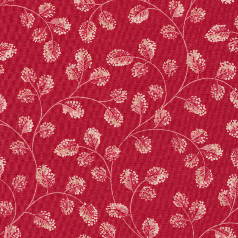 Cotton buds all over a red background | Shabby Fabrics