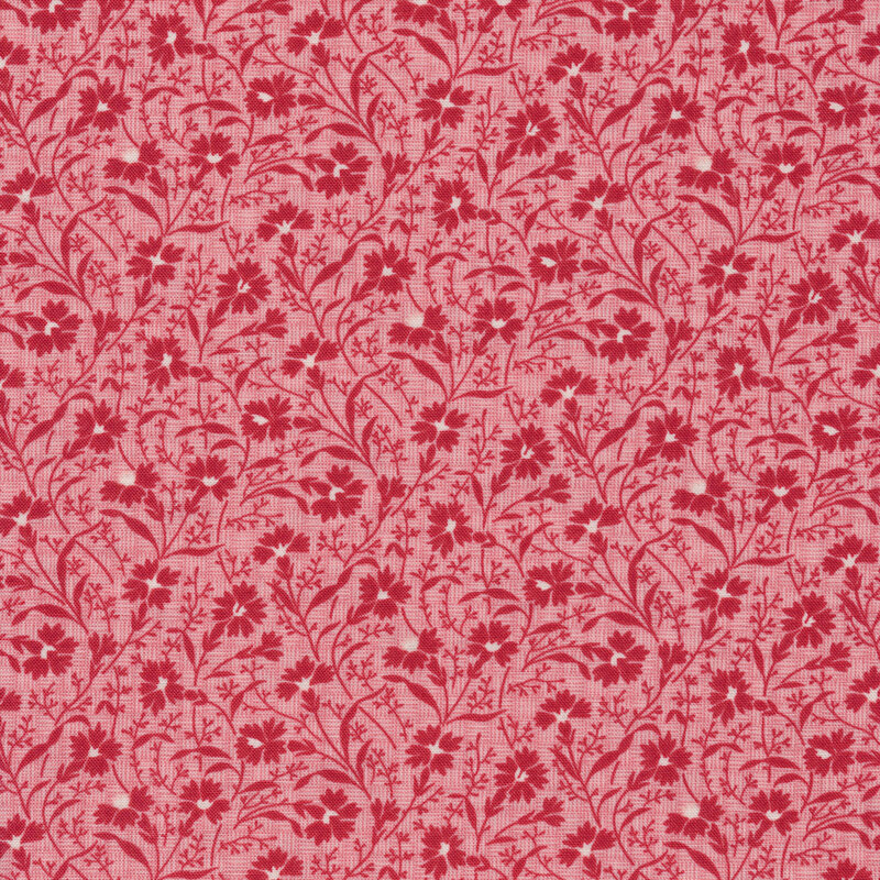 Red carnations on tonal pink background | Shabby Fabrics