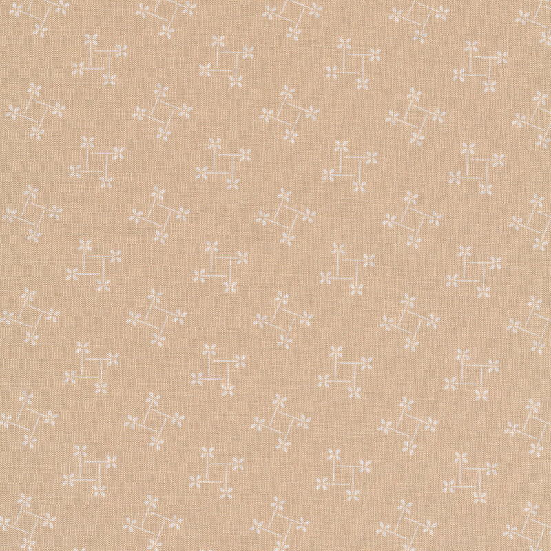 White pinwheel print on cream | Shabby Fabrics
