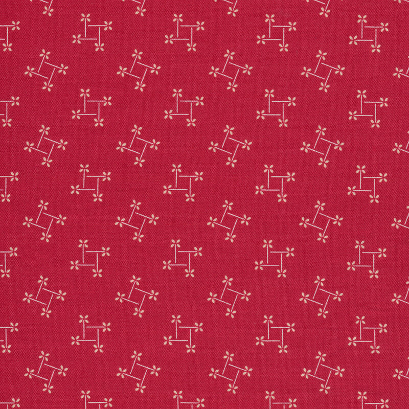 White pinwheel print on red | Shabby Fabrics