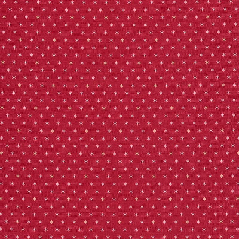 Cream stars on red | Shabby Fabrics