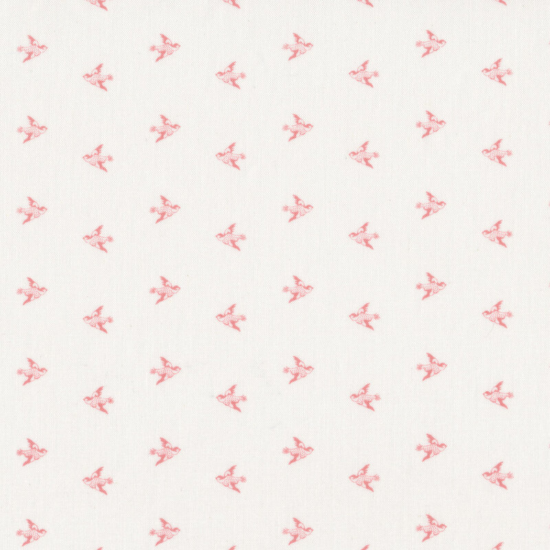 Pink birds on cream | Shabby Fabrics