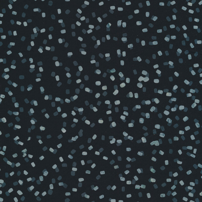 Batik fabric features black tonal tossed confetti design | Shabby Fabrics