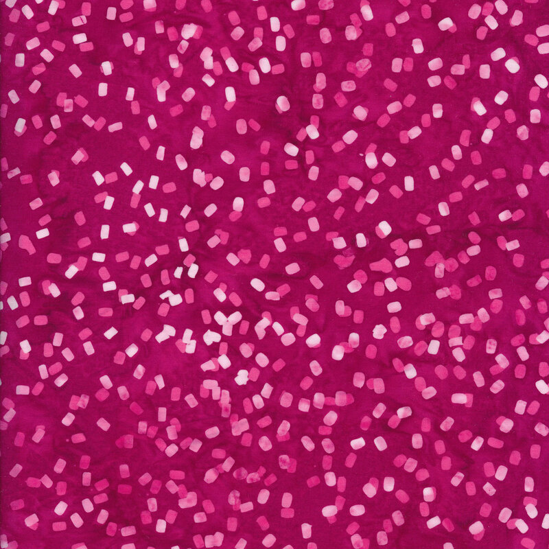 Batik fabric features fuchsia pink tonal tossed confetti design | Shabby Fabrics