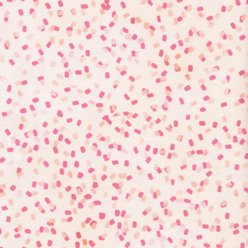 Batik fabric features pink tonal tossed confetti on cream | Shabby Fabrics