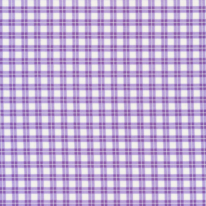 Cream fabric features purple checks pattern | Shabby Fabrics