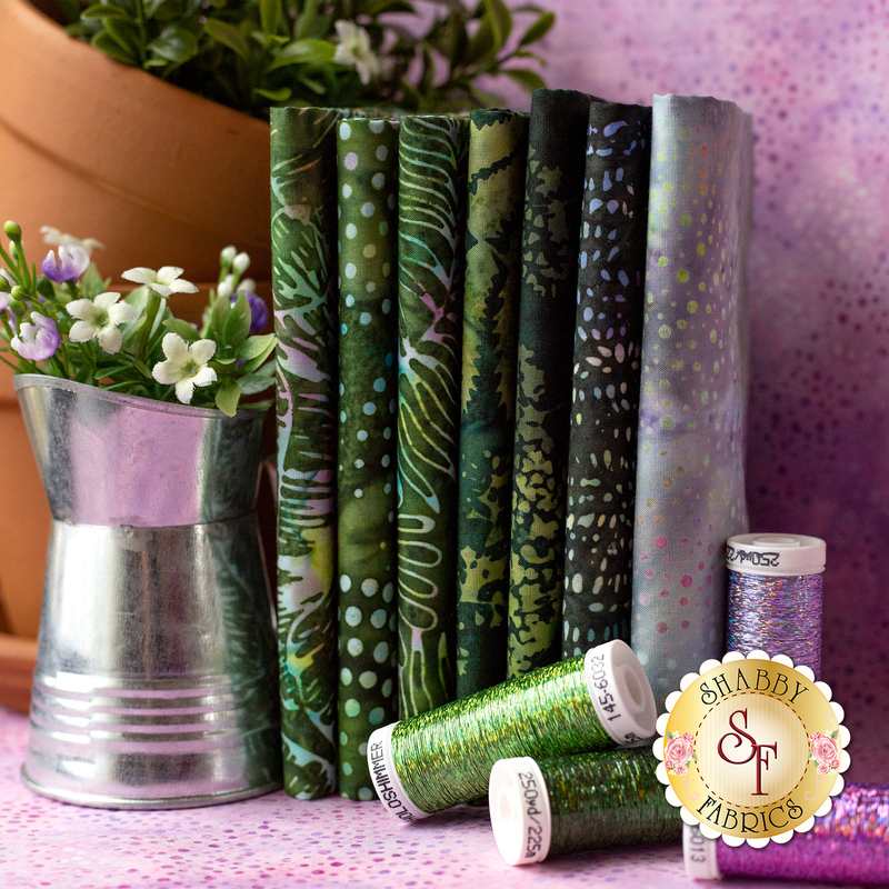 Collage of fabrics in the Bali Batiks - Garden Gathering collection | Shabby Fabrics