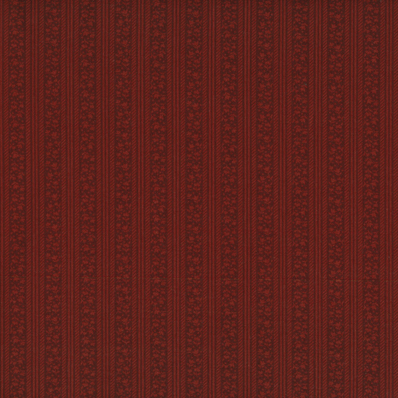 Fabric features tonal red illustrated tulips and stripes | Shabby Fabrics