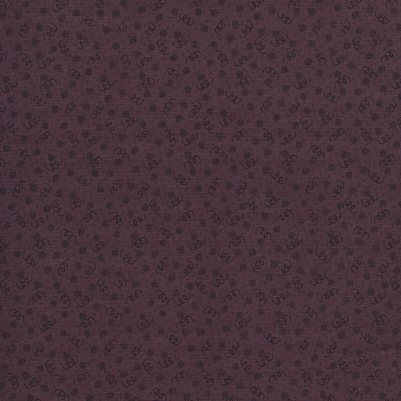 Fabrics features tonal purple dots and curly q's | Shabby Fabrics